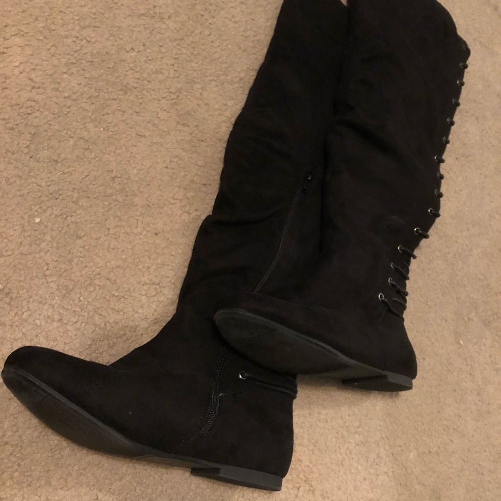 Black suede lace up boots
